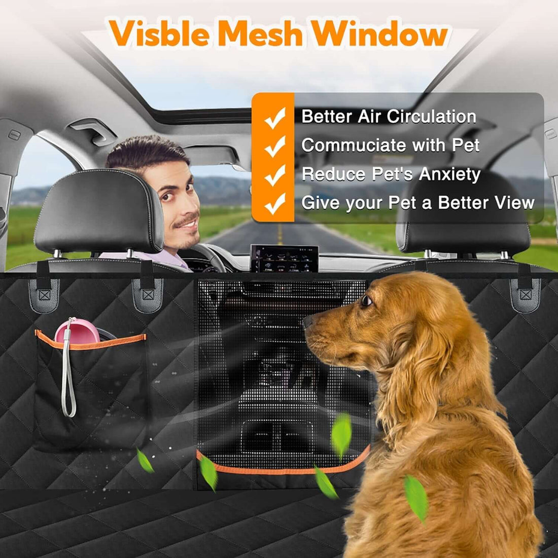 Premium Dog Car Seat Cover for Back Seat - 600D Heavy Duty