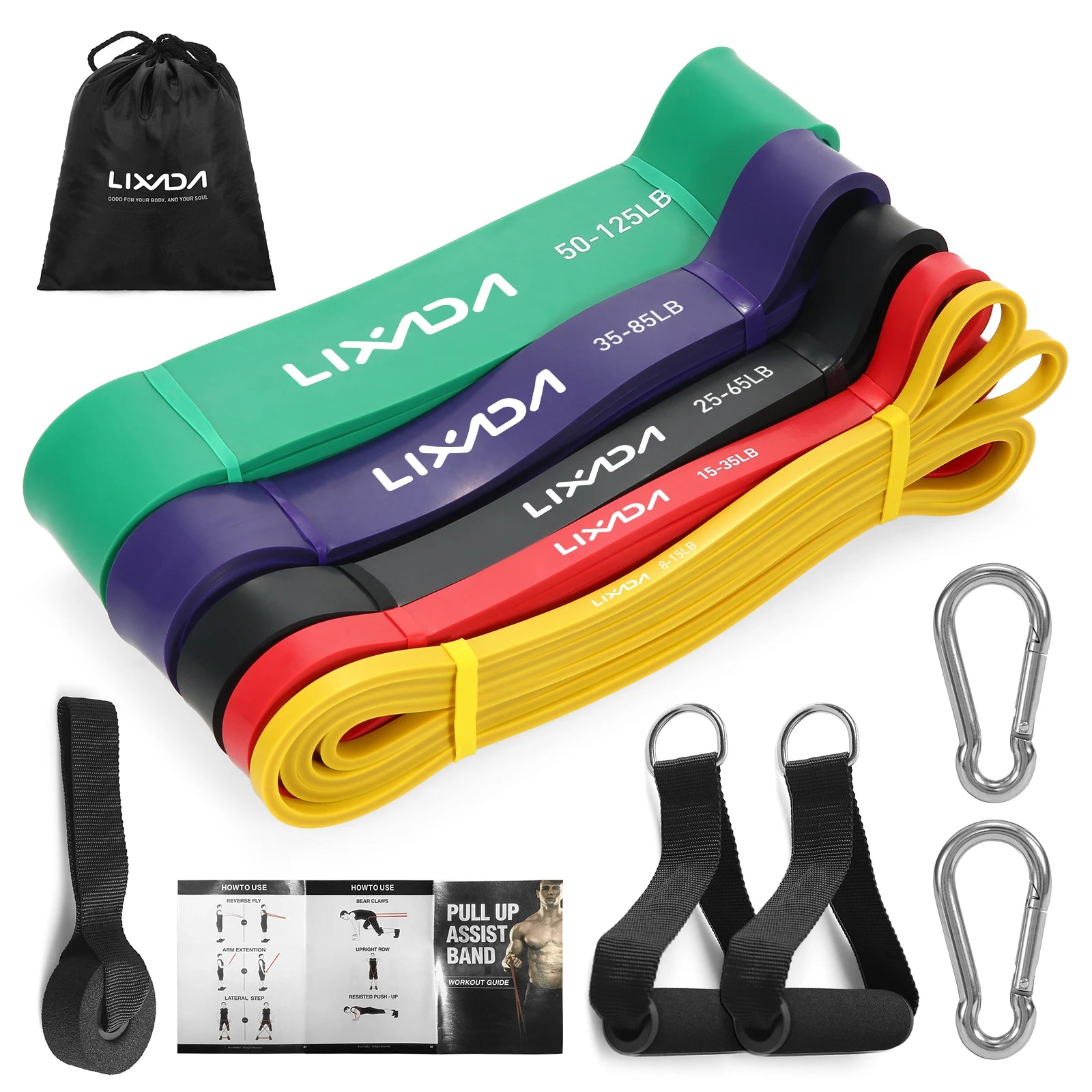 Complete Lixada Resistance Bands Set kit.