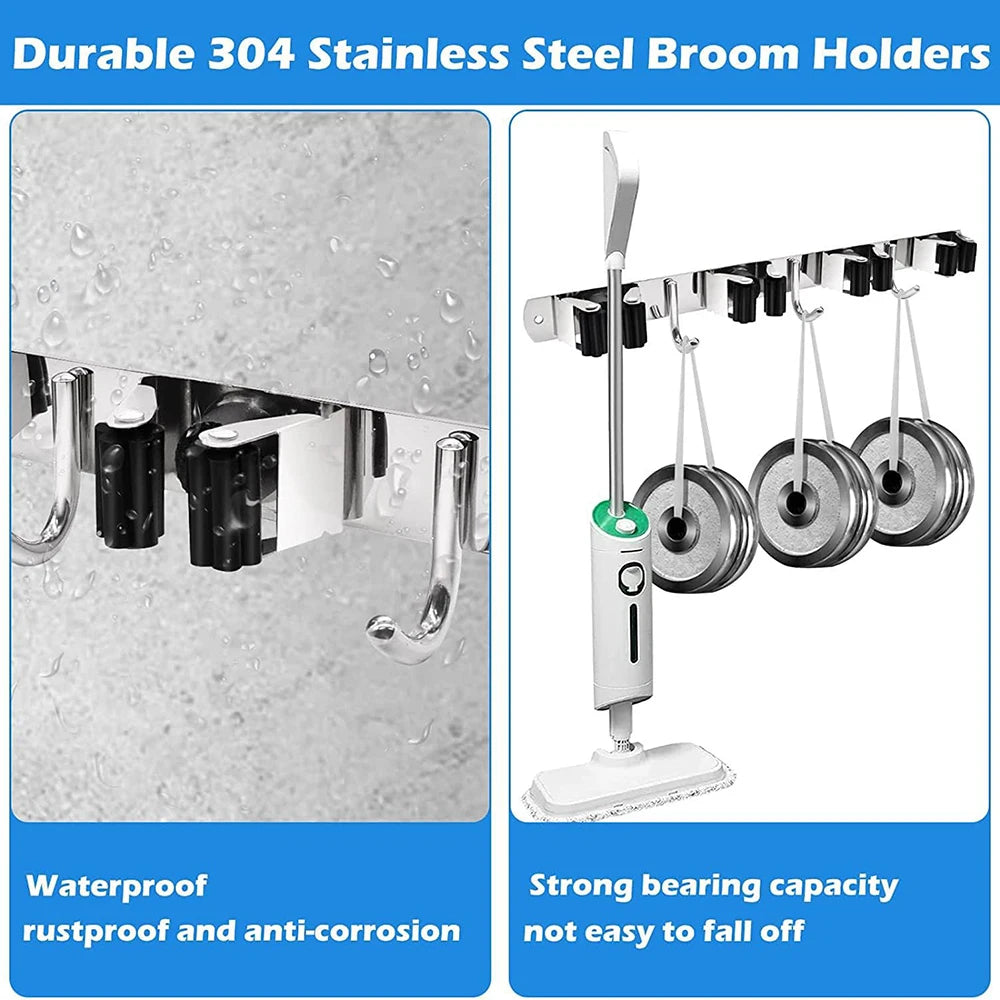 Strong, sturdy and rust-resistant Mop and Broom Holder.