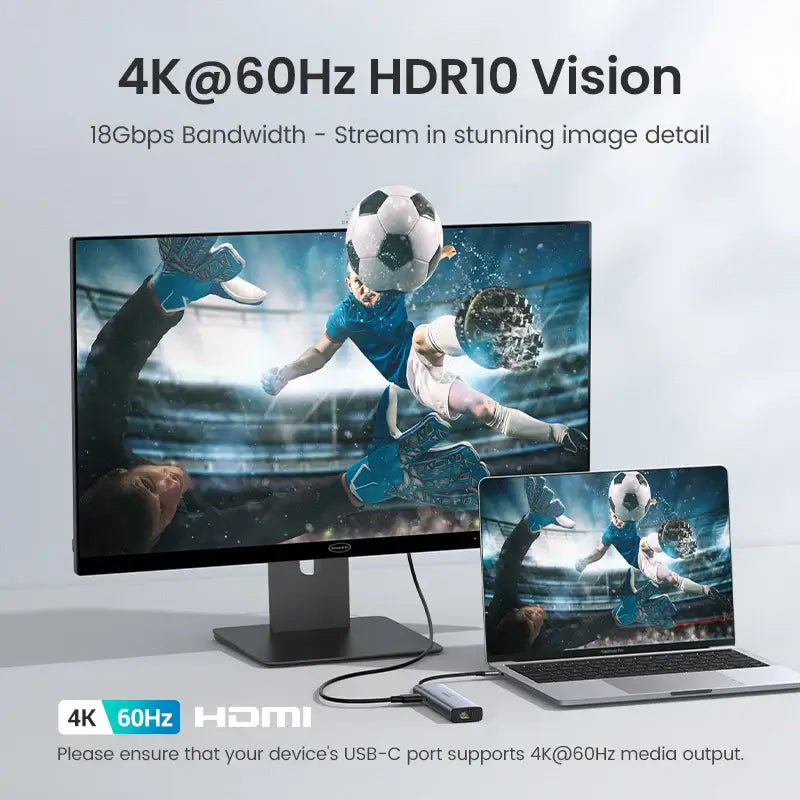 Capabilities of the 7-In-1 Type-C 4K60Hz HDMI Hub.