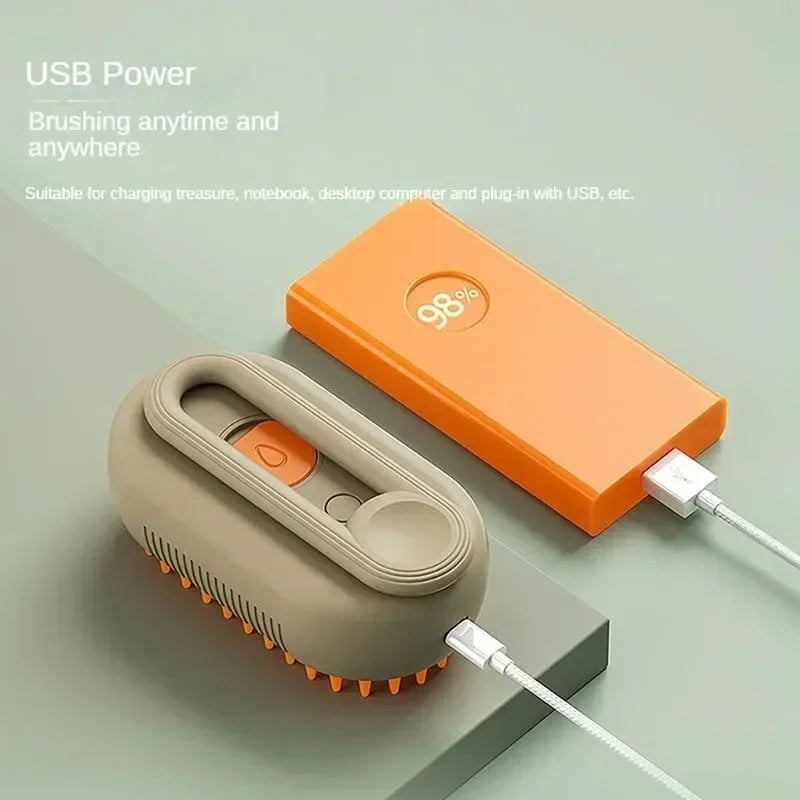 Steamy Dog Brush Spray charging through USB-C.