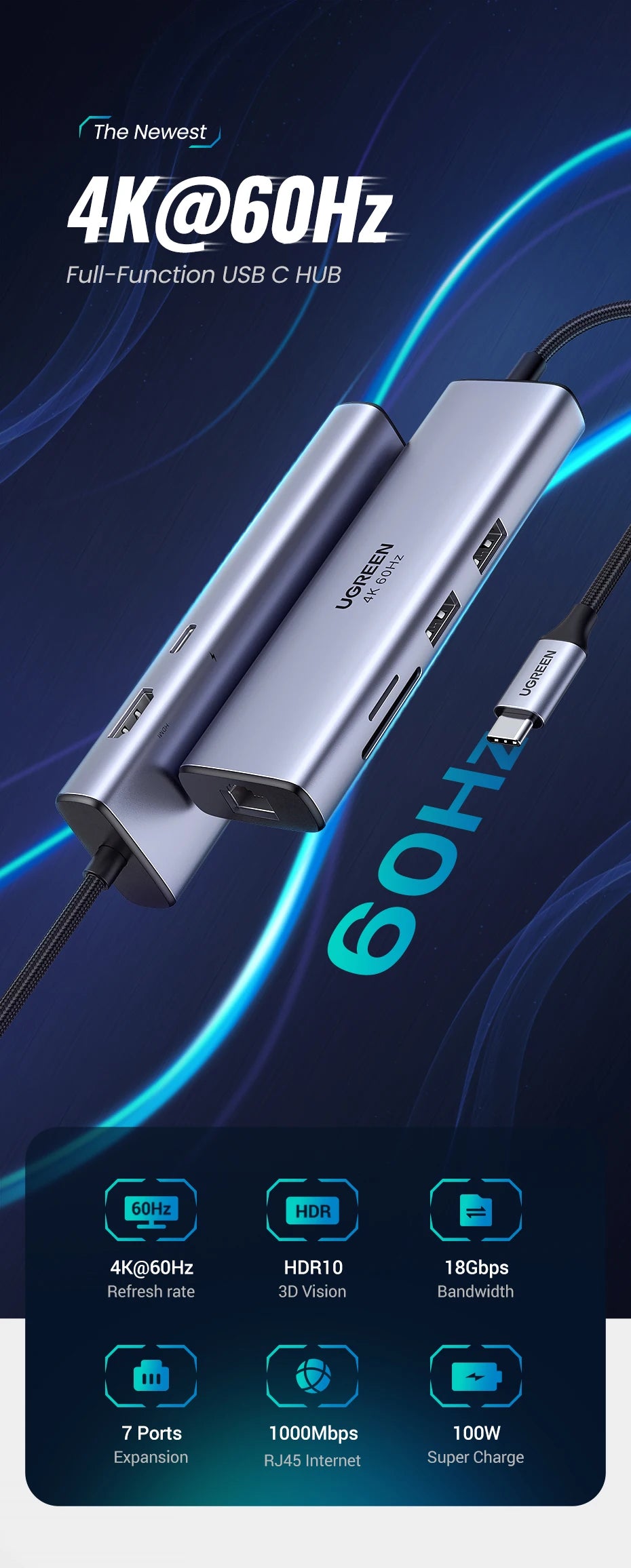 Image of the 7-In-1 Type-C 4K60Hz HDMI Hub.