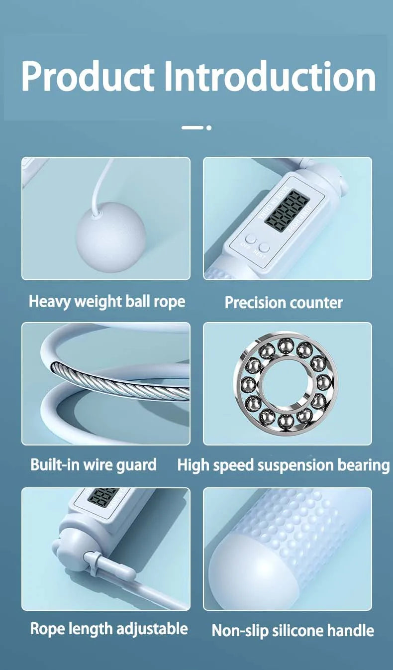Carousel of images of the Intelligent Counting Cordless Jump Rope.
