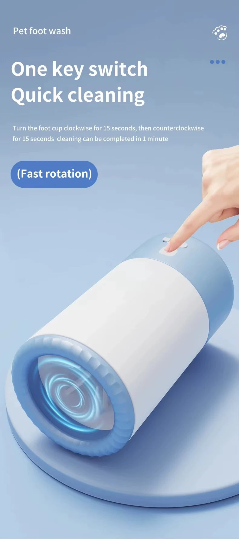 Automatic Dog Paw Cleaning Device for Small to Medium-Sized Breeds, USB Rechargeable