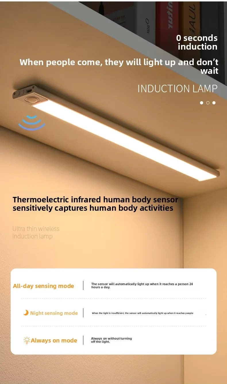 Rechargeable Ultra-Thin Cabinet Light in a wardrobe.