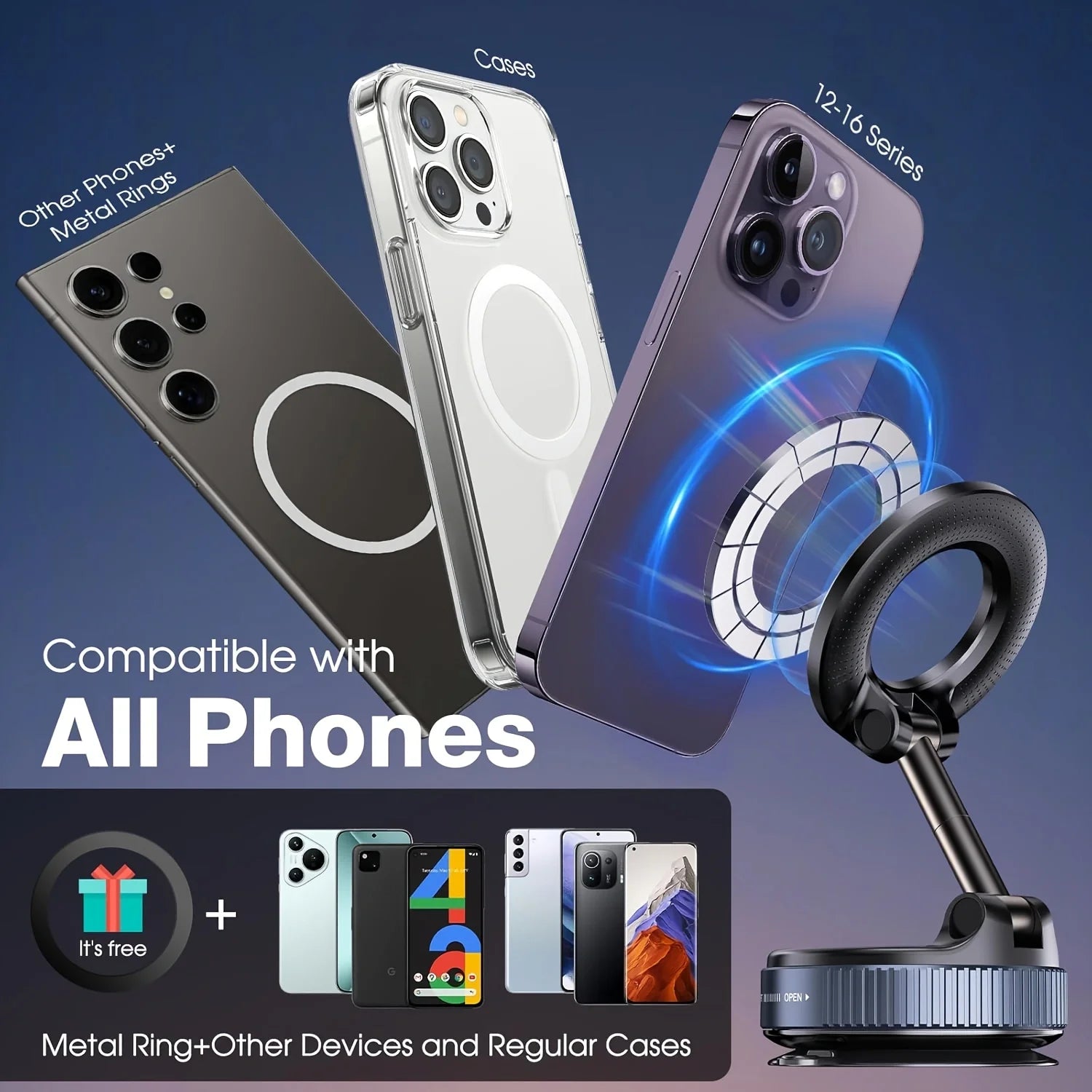 Image of the Suction Cup Phone Mount. on many phones.