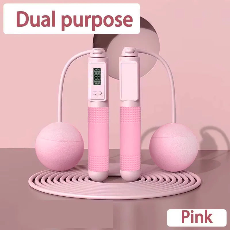 Image of the Pink Dual-Purpose Intelligent Counting Cordless Jump Rope.