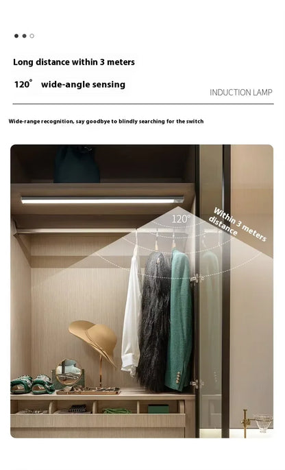 Rechargeable Ultra-Thin Cabinet Light, illuminating a cupboard.