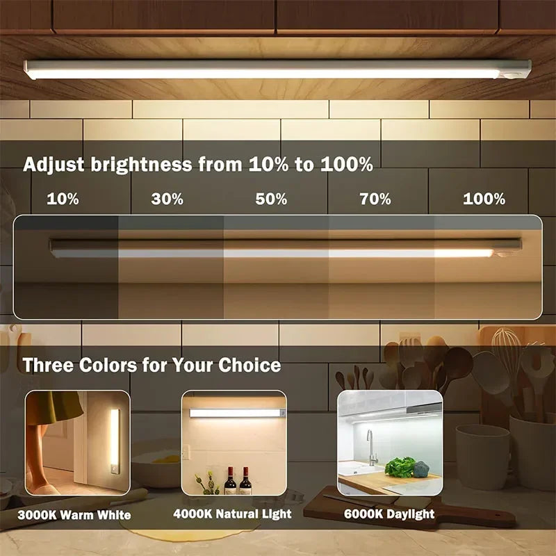 Rechargeable Ultra-Thin Cabinet Light in a wardrobe.