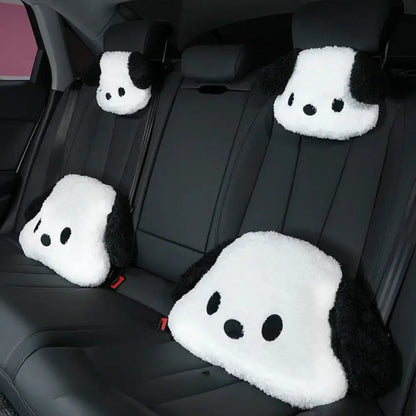 Car Headrest Neck Pillow set equipped on both car seats.