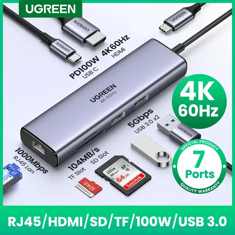 The 7-In-1 Type-C 4K60Hz HDMI Hub in action.