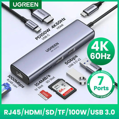 The 7-In-1 Type-C 4K60Hz HDMI Hub in action.