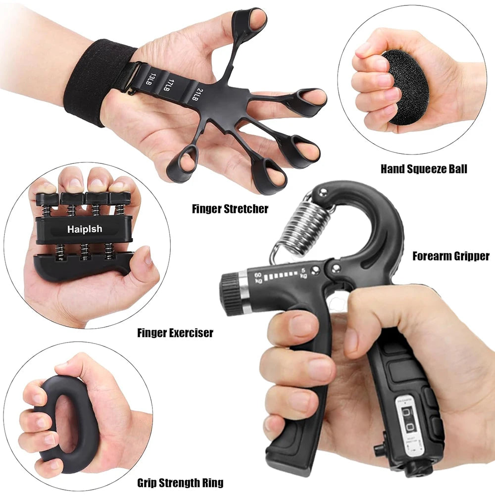 Close-up demo of using the adjustable hand grip Strengthener.