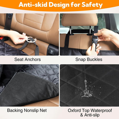 Premium Dog Car Seat Cover for Back Seat - 600D Heavy Duty