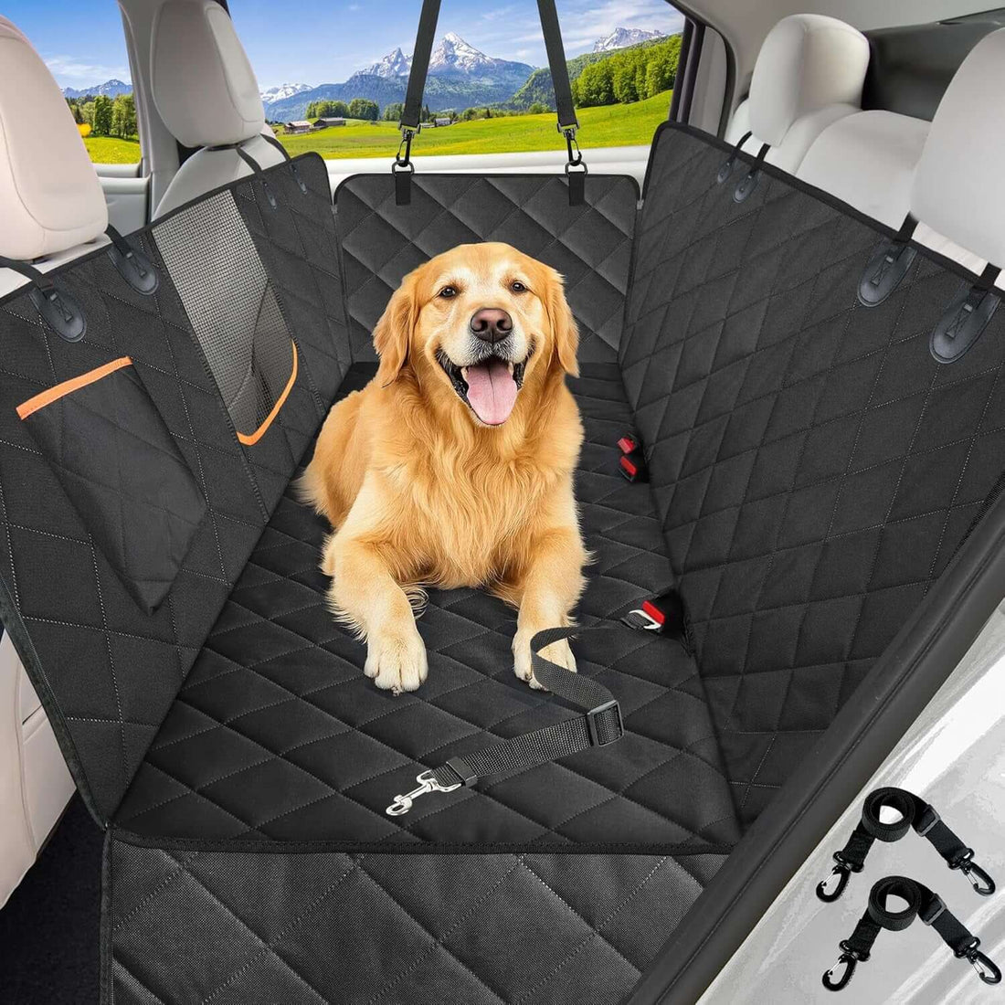 Premium Dog Car Seat Cover for Back Seat - 600D Heavy Duty