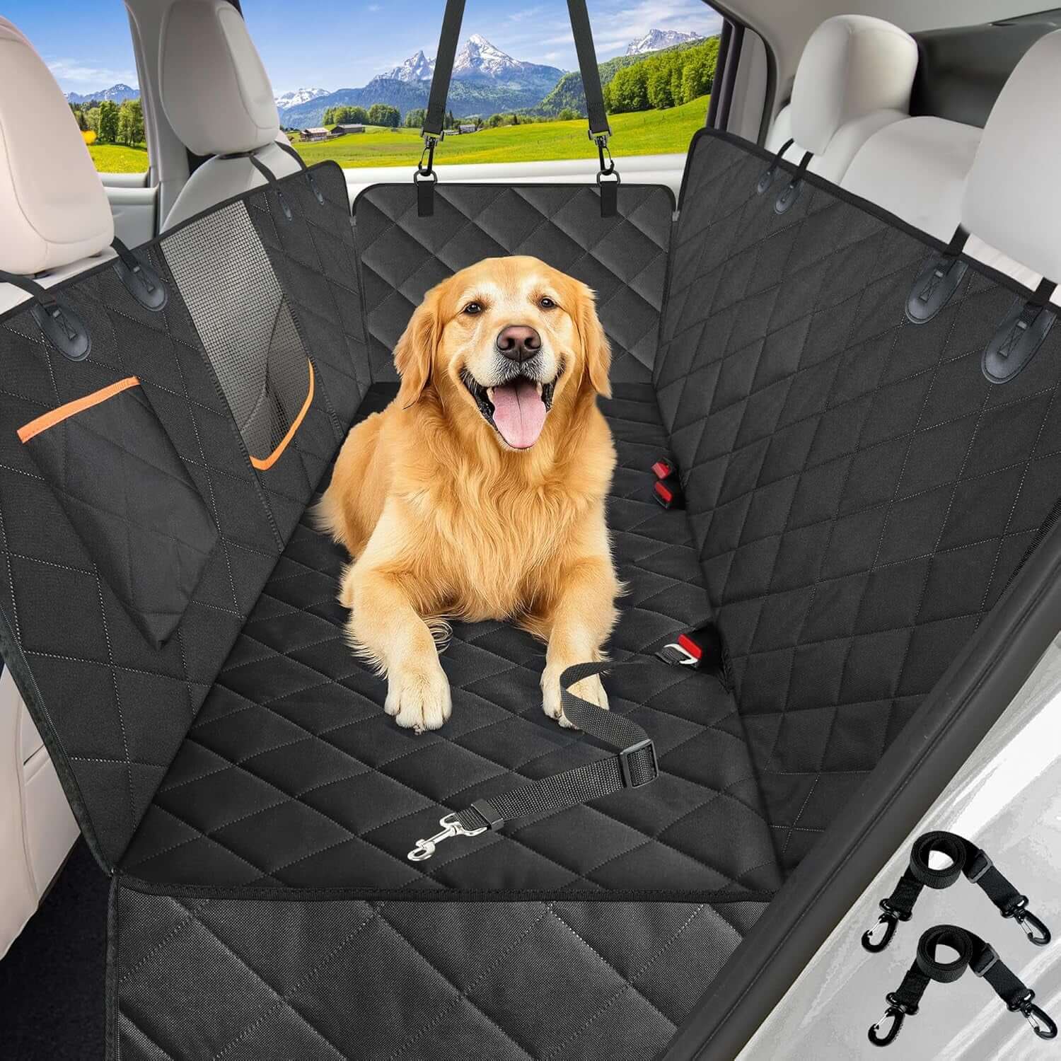 Premium Dog Car Seat Cover for Back Seat - 600D Heavy Duty